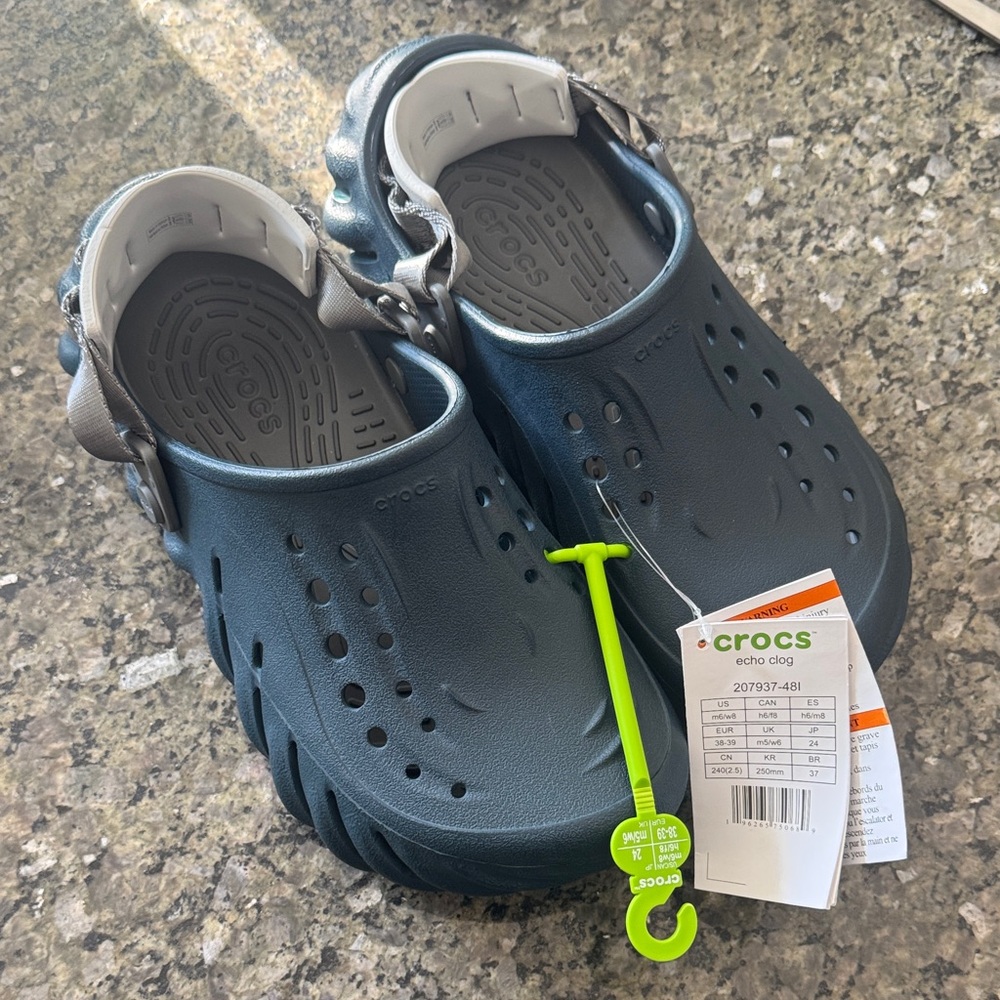 CROCS Echo Clog - blue and grey Women 8 Mens 6 US NEW